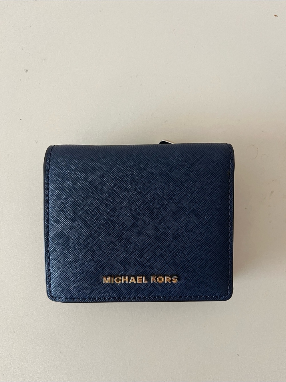 Michael Kors Navy Leather Compact Wallet
